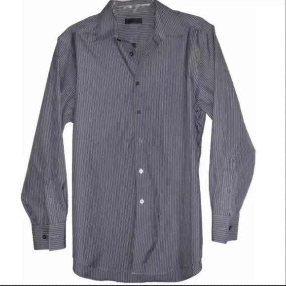 Calvin Klein Other - CALVIN KLEIN Gray Stripe Dress Fitted Shirt Large